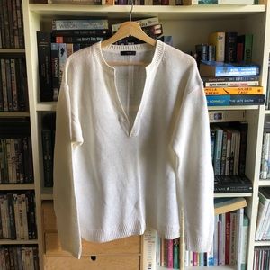 J. Crew Cream V-Neck Sweater Soft and Stylish